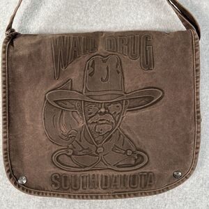 WALL DRUG South Dakota Bag tote Messenger crossbody Brown denim embossed cowboy
